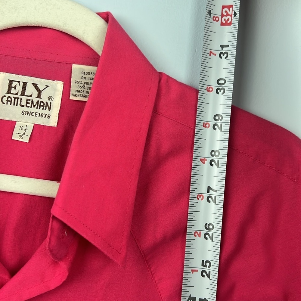 Vintage Ely Cattleman western pearl snap large hot pink pens shirt - Picture 5 of 6